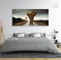 Quadro Decorativo Elefante No Caminho 130x60  em Tecido Canvas - Foto 6