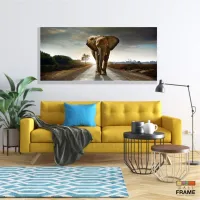 Quadro Decorativo Elefante No Caminho 130x60  em Tecido Canvas - Foto 7