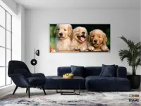 Quadro Decorativo Filhotes Cachorro 130x60 em Tecido Canvas - Foto 5