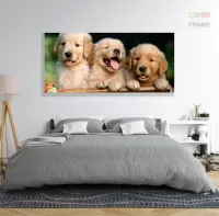 Quadro Decorativo Filhotes Cachorro 130x60 em Tecido Canvas - Foto 6