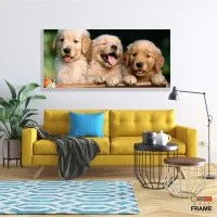 Quadro Decorativo Filhotes Cachorro 130x60 em Tecido Canvas - Foto 7