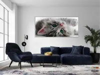 Quadro Decorativo Gato Deitado Olho Azul 1em Tecido Canvas 130x60Sala Quarto - Foto 5