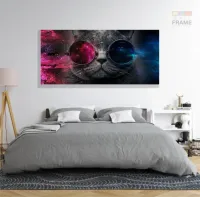 Quadro Decorativo Gato Pisicodelico Óculos em Tecido Canvas 130x60 - Foto 6