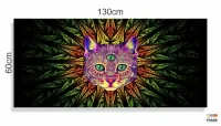 Quadro Decorativo Gato Trance Psicodélico em Tecido Canvas 130x60  Sala Quarto - Foto 3