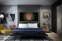 Quadro Decorativo Gato Trance Psicodélico em Tecido Canvas 130x60  Sala Quarto - Foto 4
