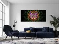 Quadro Decorativo Gato Trance Psicodélico em Tecido Canvas 130x60  Sala Quarto - Foto 5