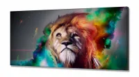 Quadro Decorativo Leao Color Full em tecido canvas 130x60 - Foto 2