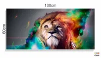 Quadro Decorativo Leao Color Full em tecido canvas 130x60 - Foto 3