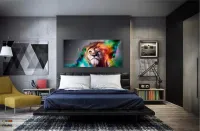 Quadro Decorativo Leao Color Full em tecido canvas 130x60 - Foto 4