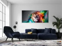 Quadro Decorativo Leao Color Full em tecido canvas 130x60 - Foto 5