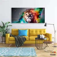 Quadro Decorativo Leao Color Full em tecido canvas 130x60 - Foto 7