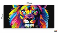 Quadro Decorativo Leão Colorido Moderno Sala Quarto em tecido canvas 130x60 - Foto 3