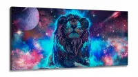 Quadro Decorativo Leão do Universo em tecido canvas 130x60