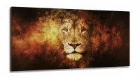 Quadro Decorativo Leão em Chamas em tecido canvas 130x60