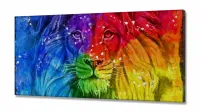 Quadro Decorativo Leão Judá Colorido Moderno Sala em tecido canvas 130x60 - Foto 2