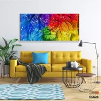 Quadro Decorativo Leão Judá Colorido Moderno Sala em tecido canvas 130x60 - Foto 7