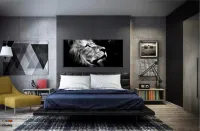 Quadro Decorativo Leão Perfil Preto E Branco em tecido canvas 130x60 Sala Quarto - Foto 4