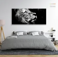Quadro Decorativo Leão Perfil Preto E Branco em tecido canvas 130x60 Sala Quarto - Foto 6