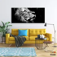Quadro Decorativo Leão Perfil Preto E Branco em tecido canvas 130x60 Sala Quarto - Foto 7