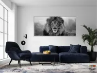 Quadro Decorativo Leão Preto E Branco em tecido canvas 130x60  Sala Quarto - Foto 5