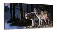 Quadro decorativo Lobos Paisagem - Artístico - Telaem Tecido Canvas 130x60