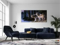 Quadro decorativo Lobos Paisagem - Artístico - Telaem Tecido Canvas 130x60 - Foto 5