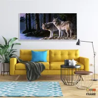 Quadro decorativo Lobos Paisagem - Artístico - Telaem Tecido Canvas 130x60 - Foto 7