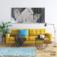 Quadro Decorativo Lobos Paisagem Com Tela em Tecido Canvas 130x60 - Foto 7