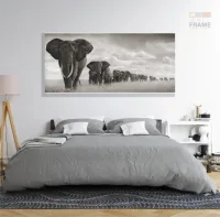 Quadro Decorativo Manada Elefante em Tecido Canvas 130x60 - Foto 6