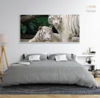 Quadro Decorativo Natureza Tigres Selvagens em Tecido Canvas 130x60 - Foto 6