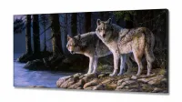 Quadro Decorativo Paisagem Lobos Escritório Tecido em Tecido Canvas 130x60 - Foto 2