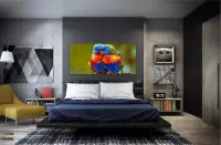 Quadro Decorativo Passaro Colorido em Tecido Canvas 130x60 - Foto 4