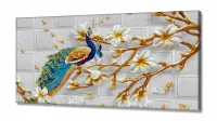 Quadro Decorativo Pavão Do Paraíso em Tecido Canvas 130x60 - Foto 2