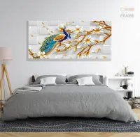 Quadro Decorativo Pavão Do Paraíso em Tecido Canvas 130x60 - Foto 6