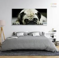Quadro Decorativo Pug Cachorro Com Tela em Tecido Canvas 130x60 - Foto 6