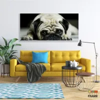 Quadro Decorativo Pug Cachorro Com Tela em Tecido Canvas 130x60 - Foto 7