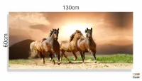Quadro Decorativo Quatro Cavalos Hd em Tecido Canvas 130x60 - Foto 3