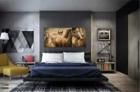 Quadro Decorativo Sala Quarto Cavalos em Tecido Canvas 130x60 - Foto 4