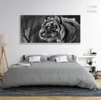 Quadro Decorativo Tigre Artístico Sala em Tecido Canvas 130x60 - Foto 6