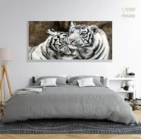 Quadro Decorativo Tigres Brancos em Tecido Canvas 130x60 Sala Quarto - Foto 6