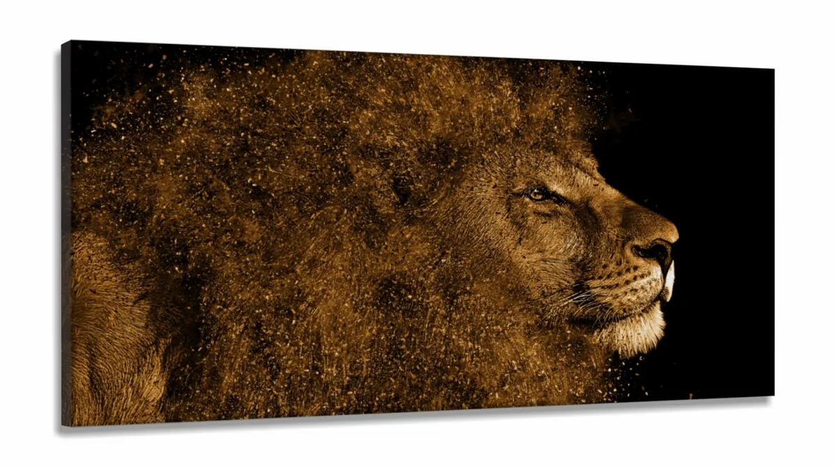 Quadro Leão De Judá  Para Corredor Hall Emem Tecido Canvas 130x60 Imagem