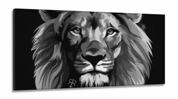 Quadro leão de Juda Preto e branco em Tecido Canvas 130x60