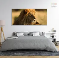 Quadro Leão na Natureza decorativo em Tecido Canvas 130x60 - Foto 6