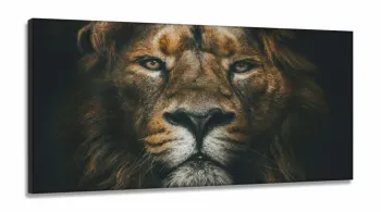 Quadro Leão Selvagem Mosaico Para Sala Quarto em Tecido Canvas 130x60