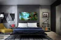 Quadro Paisagem Artístico Pavão Sala em Tecido Canvas 130x60 - Foto 4