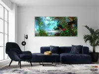 Quadro Paisagem Artístico Pavão Sala em Tecido Canvas 130x60 - Foto 5