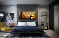 Quadros Decorativos Cavalo Por Do Sol em Tecido Canvas 130x60 - Foto 4