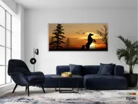 Quadros Decorativos Cavalo Por Do Sol em Tecido Canvas 130x60 - Foto 5