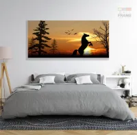 Quadros Decorativos Cavalo Por Do Sol em Tecido Canvas 130x60 - Foto 6