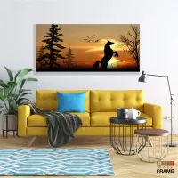 Quadros Decorativos Cavalo Por Do Sol em Tecido Canvas 130x60 - Foto 7